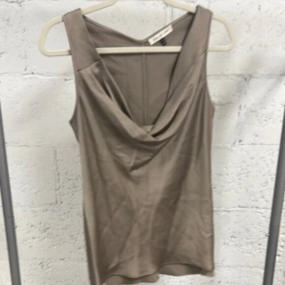 Halston Heritage Brown Draped Tank Top - Size 8 - Beautiful Top - Picture 1 of 3